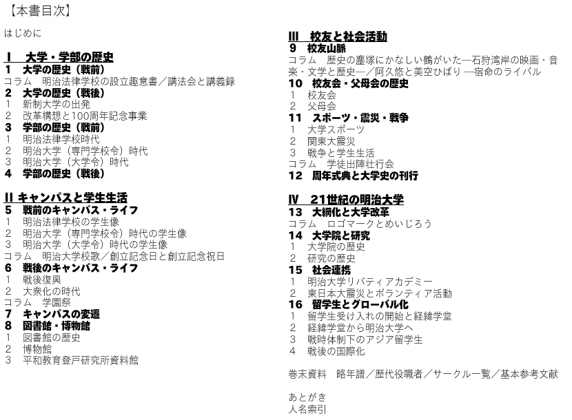 明治大学の歴史目次